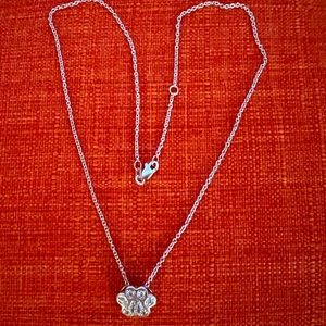 Brighton Dog Paw Sterling Silver w/Rhinestones Necklace